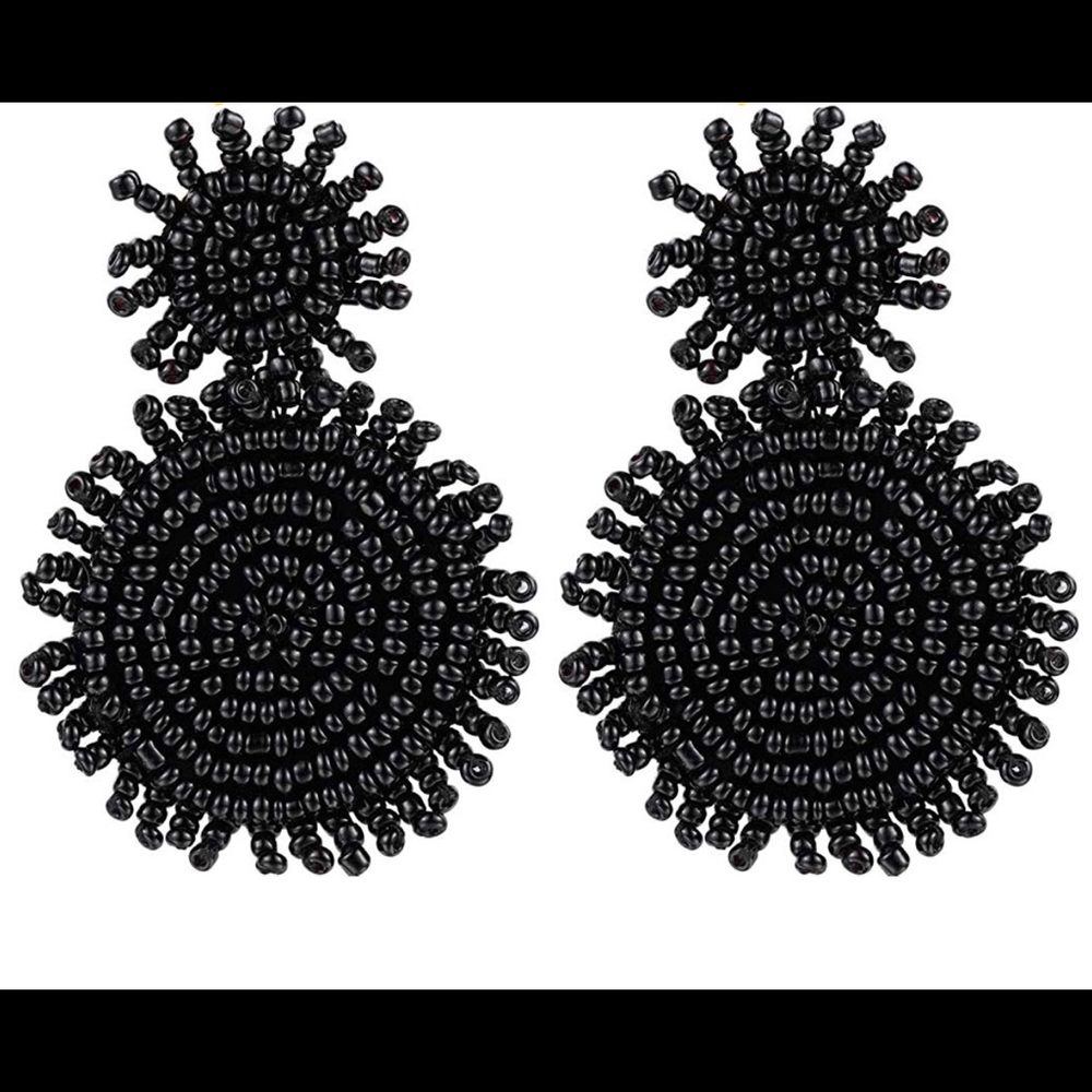 Black Bohemian Beaded Earrings